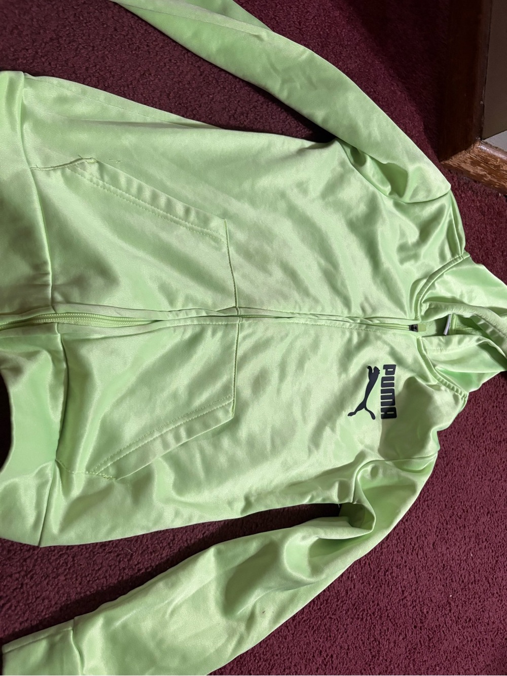 Puma Women's Lime Green Full-Zip Bomber Jacket